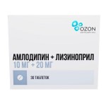 Амлодипин+Лизиноприл, таблетки 10 мг+20 мг 30 шт